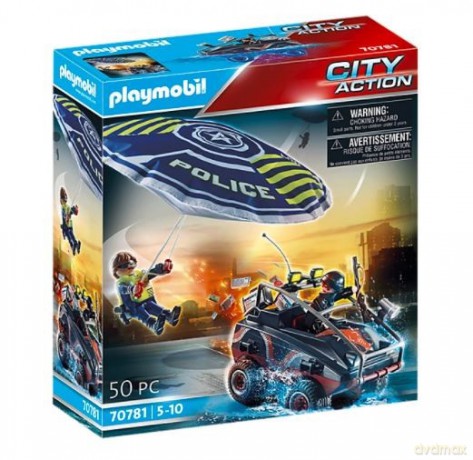 PLAYMOBIL Zestaw figurek City Action 70781 Policyjny spadochron: Pościg za amfibią