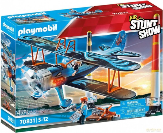 PLAYMOBIL Zestaw figurek Stunt Show 70831 Lotniczy pokaz kaskaderski: Samolot dwupłatowy "Feniks"