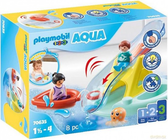 PLAYMOBIL Zestaw z figurkami 1.2.3 70635 AQUA Pływająca wyspa ze zjeżdżalnią