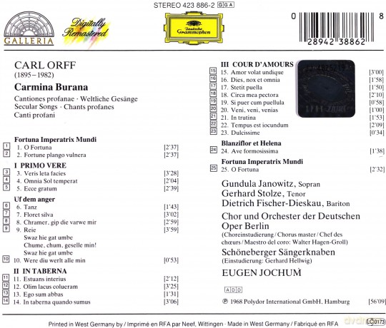 Janowitz Gundula: Orff: Carmina Burana [CD]