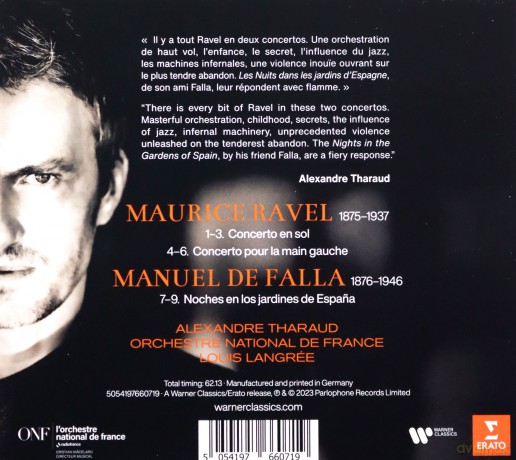 Alexandre Tharaud & Orchestra National De France & Louis Langrée: Ravel: Piano Concertos/ Falla: Nuits Dans Les Jardins D'espagne [CD]