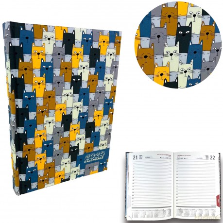 Kalendarz 2024 dzienny sb/nd osobno A5 soft touch koteczki EV230030 [KALENDARZ]