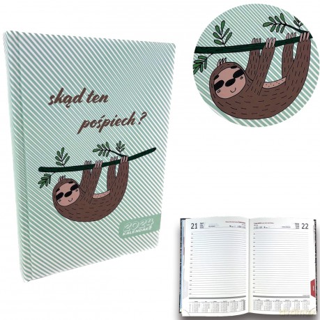 Kalendarz 2024 dzienny sb/nd osobno A5 soft touch leniwiec chwilunia Ev230028 [KALENDARZ]
