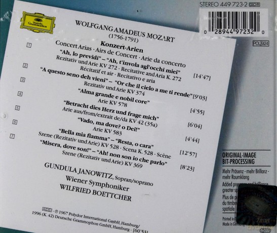 Janowitz: Mozart:Concert Aria [CD]