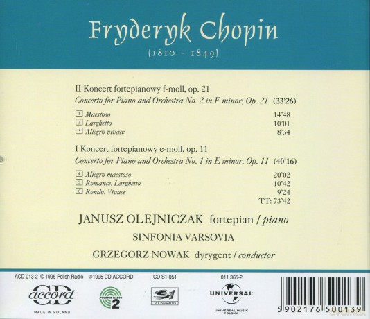 Janusz Olejniczak: Chopin:Piano Concertos [CD]