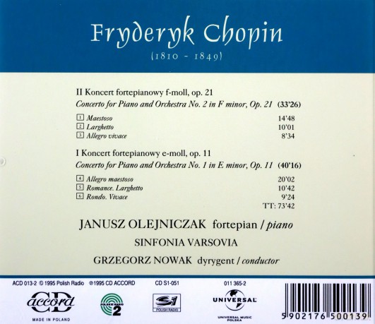 Janusz Olejniczak: Chopin:Piano Concertos [CD]