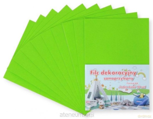 Filc A4 samoprzylepny zielony 20x30cm 10szt