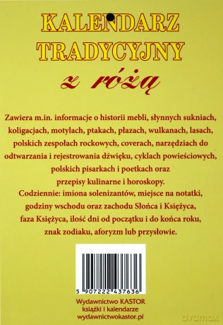 Kalendarz 2024 zdzierak tradycyjny z różą [KALENDARZ]