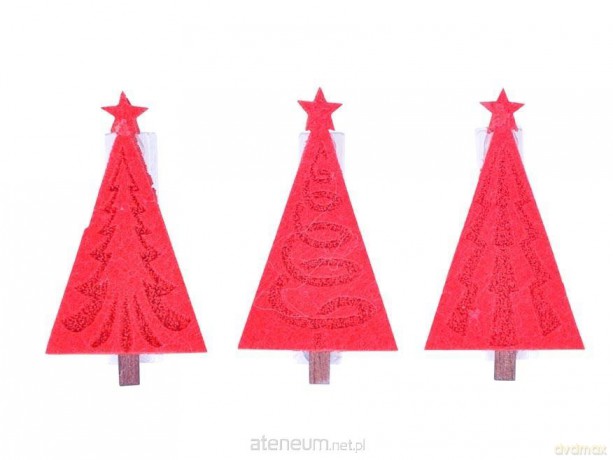 Klamerka drewniana BN choinka czerwona 4.5cm 9szt