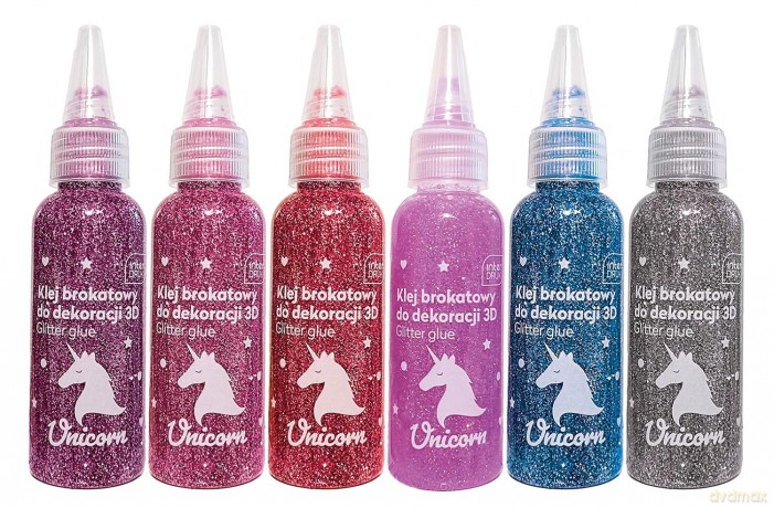 Klej do dekoracji brokatowy 50ml Unicorn (12szt)
