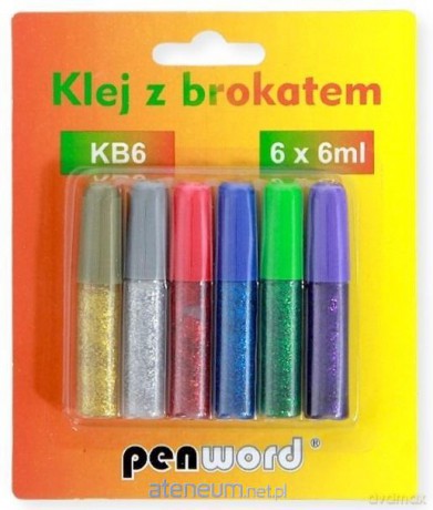 Klej z brokatem 6 kolorów 6ml