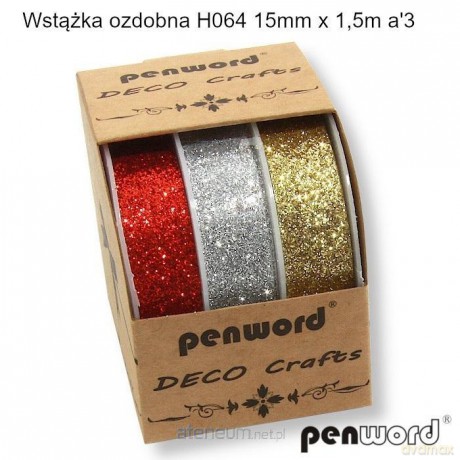 Wstążka ozdobna 15mmx1.5m 3szt (12szt)