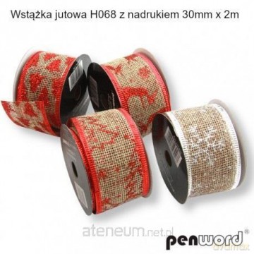 Wstążka ozdobna jutowa nadruk BN 38mmx2m (8szt)
