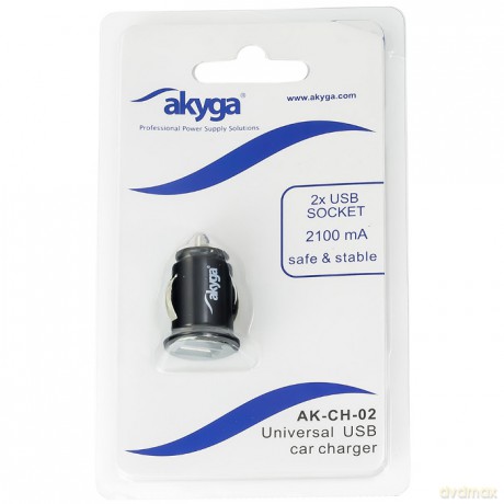 Akyga ładowarka samochodowa AK-CH-02 2x USB 2,1A czarna 5V