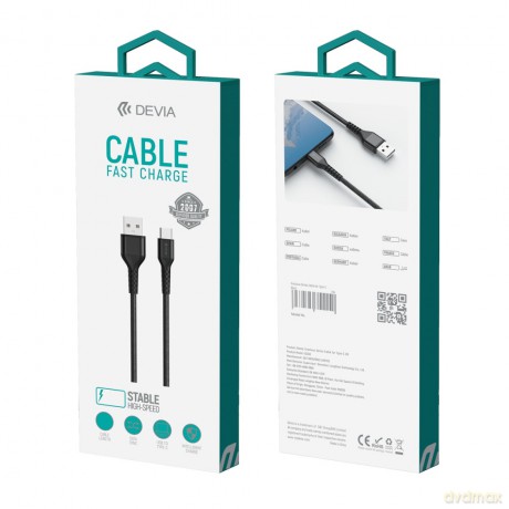 Devia kabel Gracious USB - USB-C 1,0 m 2,4A czarny