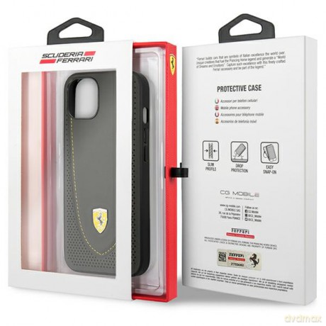 Ferrari nakładka do iPhone 13 6,1" FEHCP13MRGOG czarna hard case Leather Curved Line