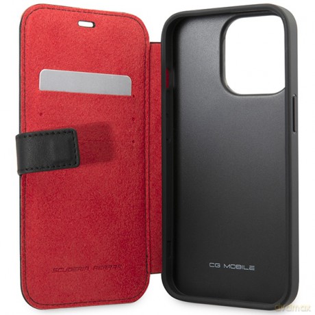 Ferrari nakładka do iPhone 13 Pro 6,1" FEFLBKP13LRGOK czarna book Leather Curved Line