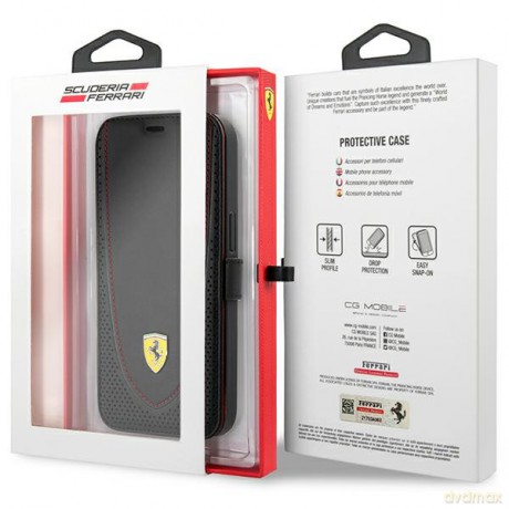 Ferrari nakładka do iPhone 13 Pro 6,1" FEFLBKP13LRGOK czarna book Leather Curved Line