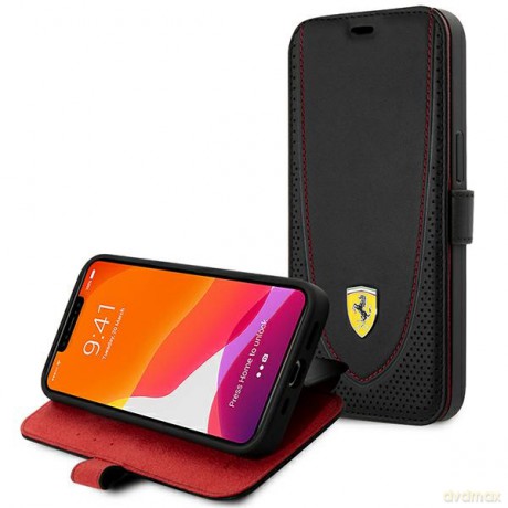 Ferrari nakładka do iPhone 13 Pro 6,1" FEFLBKP13LRGOK czarna book Leather Curved Line