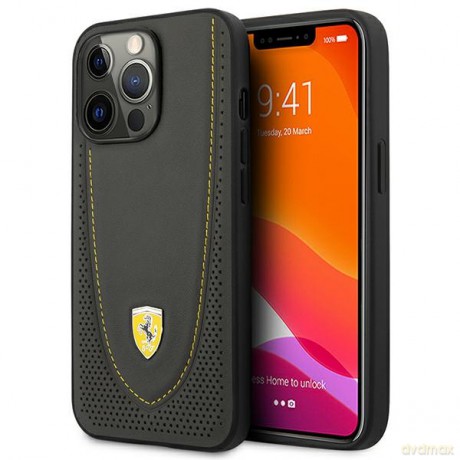 Ferrari nakładka do iPhone 13 Pro 6,1" FEHCP13LRGOG czarna hard case Leather Curved Line
