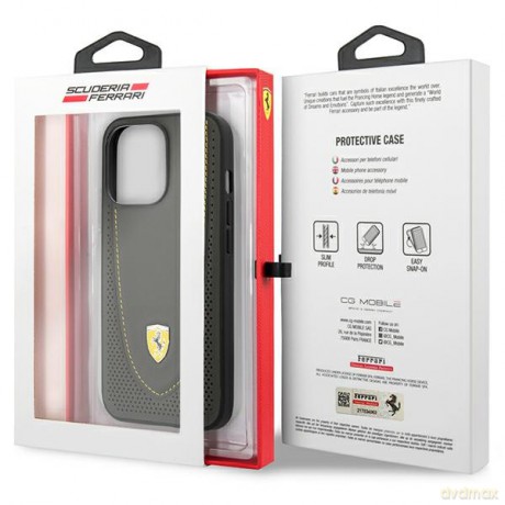 Ferrari nakładka do iPhone 13 Pro 6,1" FEHCP13LRGOG czarna hard case Leather Curved Line