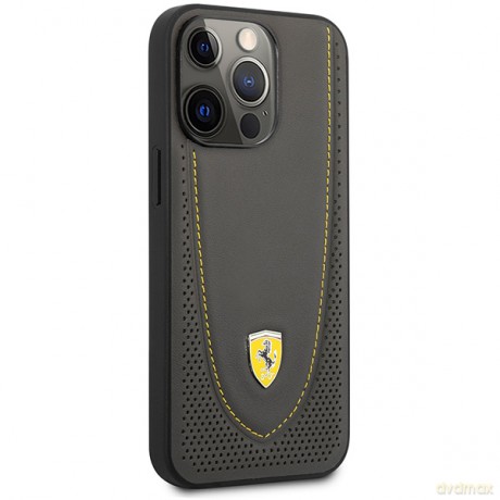 Ferrari nakładka do iPhone 13 Pro 6,1" FEHCP13LRGOG czarna hard case Leather Curved Line