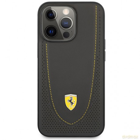Ferrari nakładka do iPhone 13 Pro 6,1" FEHCP13LRGOG czarna hard case Leather Curved Line