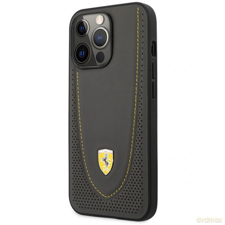 Ferrari nakładka do iPhone 13 Pro 6,1" FEHCP13LRGOG czarna hard case Leather Curved Line
