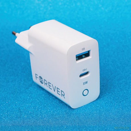 Forever ładowarka sieciowa GaN PD QC TC-06-33AC 1x USB-C 1x USB 33W biała