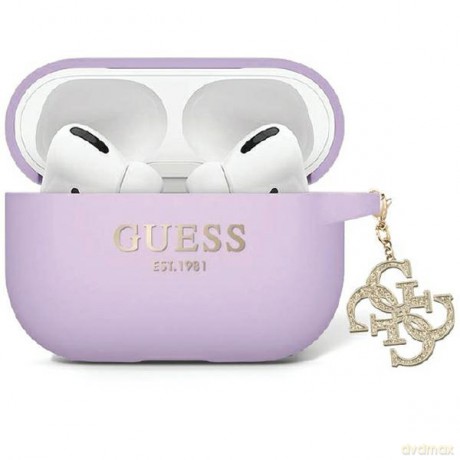 Guess etui do Airpods Pro 2 GUAP2LECG4U fioletowe Silicone 4G Strassed Charm