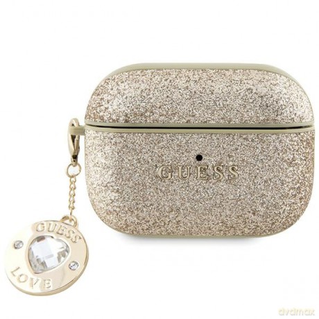 Guess etui do AirPods Pro 2 GUAP2PGEHCDD złote Fixed Glitter W/ Heart Diamond Charm Light