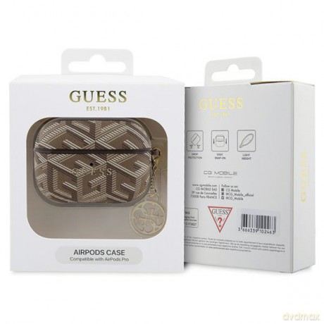 Guess etui do AirPods Pro GUAPPGCE4CW brązowe Gcube Classic Gold Logo W/Charm