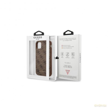 Guess nakładka do iPhone 11 GUHCN61G4GFBR hardcase PU 4G Metal Gold Logo brązowa