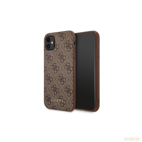 Guess nakładka do iPhone 11 GUHCN61G4GFBR hardcase PU 4G Metal Gold Logo brązowa