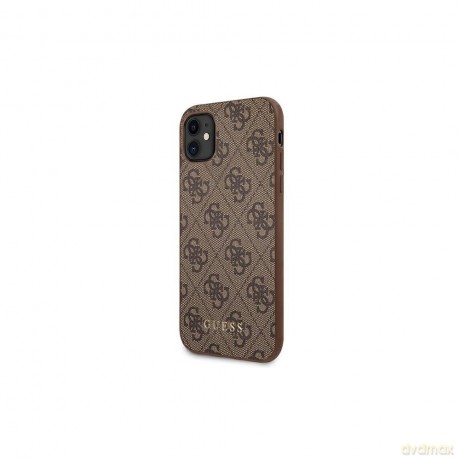 Guess nakładka do iPhone 11 GUHCN61G4GFBR hardcase PU 4G Metal Gold Logo brązowa