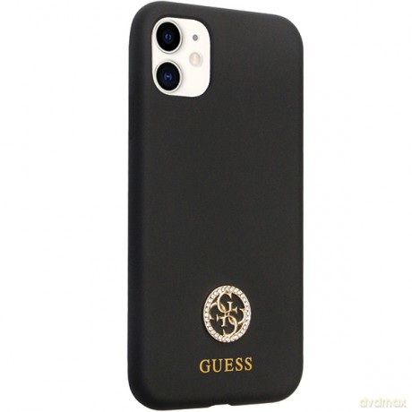 Guess nakładka do iPhone 11 GUHCN614DGPK czarna HC Silicone Logo Strass 4G
