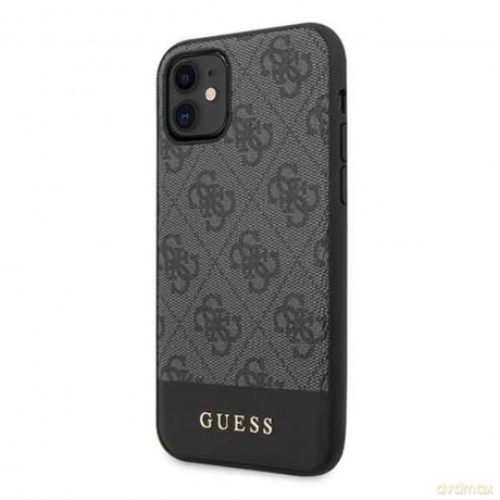 Guess nakładka do iPhone 11 GUHCN61G4GLGR szare hard case 4G PU Metal Logo