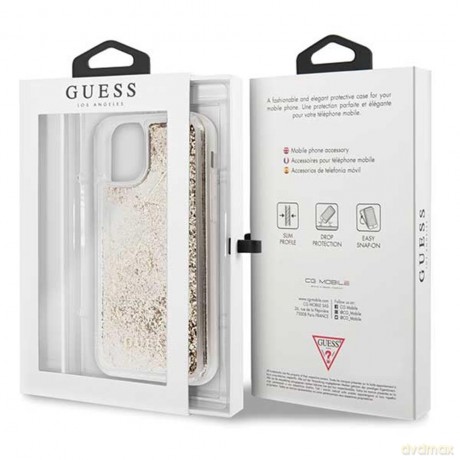Guess nakładka do iPhone 11 GUHCN61GLHFLGO złoty hard case Glitter Hearts