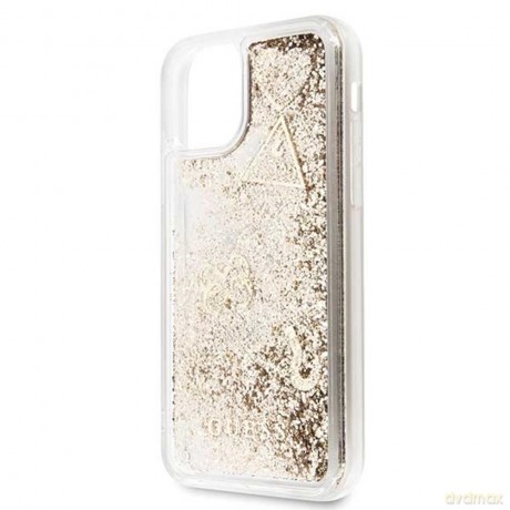 Guess nakładka do iPhone 11 GUHCN61GLHFLGO złoty hard case Glitter Hearts