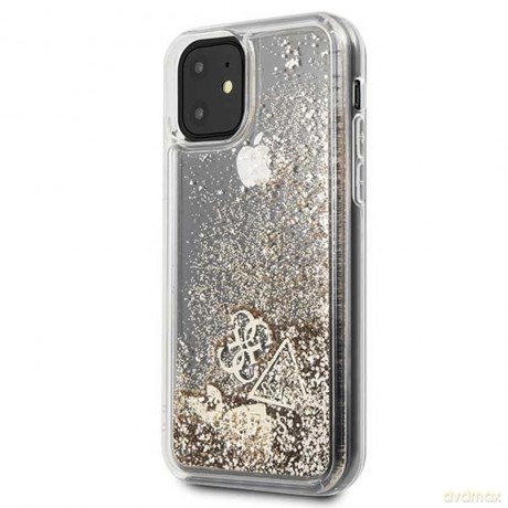Guess nakładka do iPhone 11 GUHCN61GLHFLGO złoty hard case Glitter Hearts