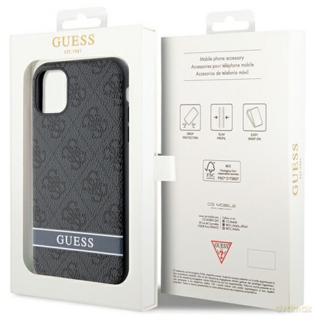 Guess nakładka do iPhone 11 GUHCN61P4SNK szara HC 4G Stripe