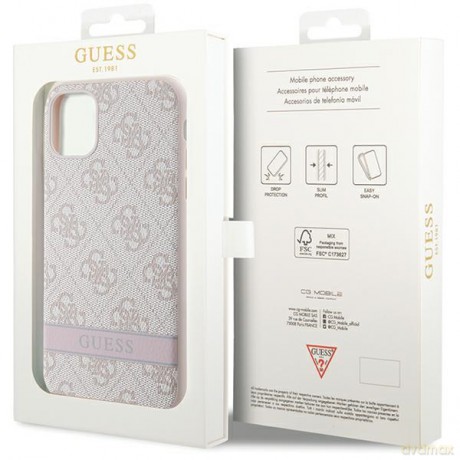 Guess nakładka do iPhone 11 GUHCN61P4SNP różowa HC 4G Stripe