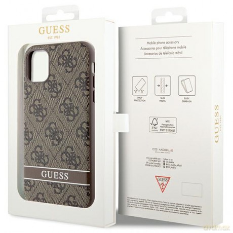 Guess nakładka do iPhone 11 GUHCN61P4SNW brązowa HC 4G Stripe