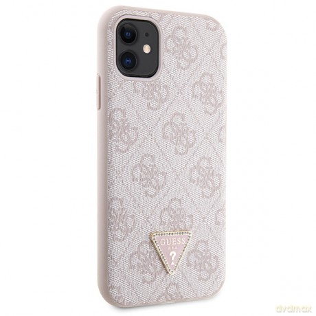 Guess nakładka do iPhone 11 GUHCN61P4TDSCPP różowa HC PU Leather Metal Logo Strass Crossbody