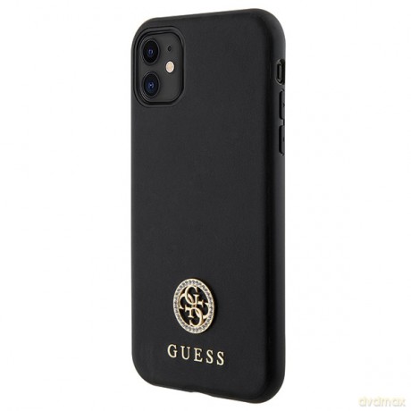 Guess nakładka do iPhone 11 GUHCN61PS4DGPK czarna HC PU 4G Metal Logo Strass