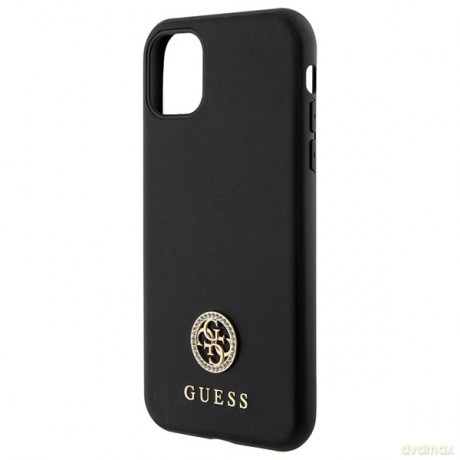 Guess nakładka do iPhone 11 GUHCN61PS4DGPK czarna HC PU 4G Metal Logo Strass