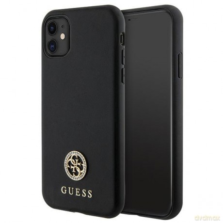 Guess nakładka do iPhone 11 GUHCN61PS4DGPK czarna HC PU 4G Metal Logo Strass