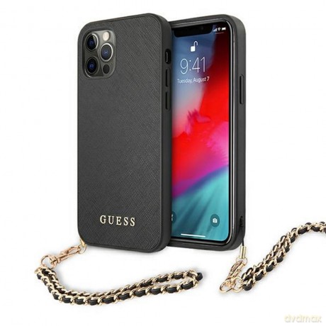 Guess nakładka do iPhone 11 GUHCN61SASGBK czarne hard case Saffiano Chain