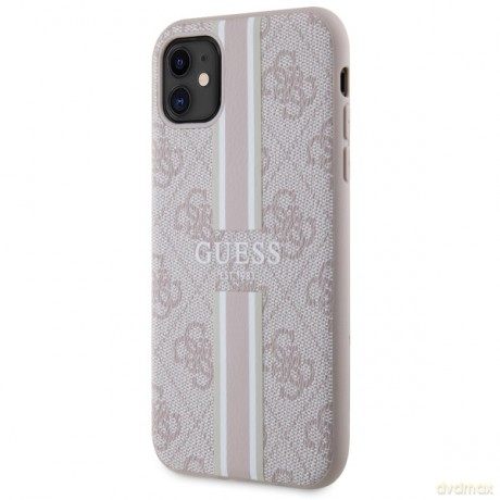 Guess nakładka do iPhone 11 GUHMN61P4RPSP pink harcase Magsafe 4G Printed Stripes