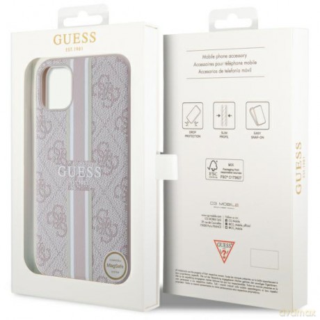 Guess nakładka do iPhone 11 GUHMN61P4RPSP pink harcase Magsafe 4G Printed Stripes